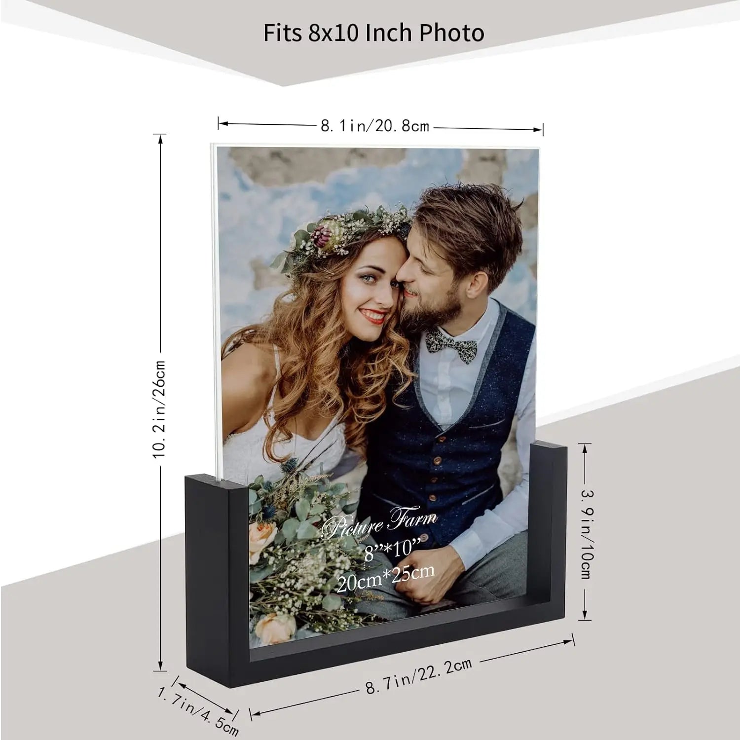 KTX-309395 Acrylic Photo Frame with Wooden U-Shaped Stand for Home and Office Décor