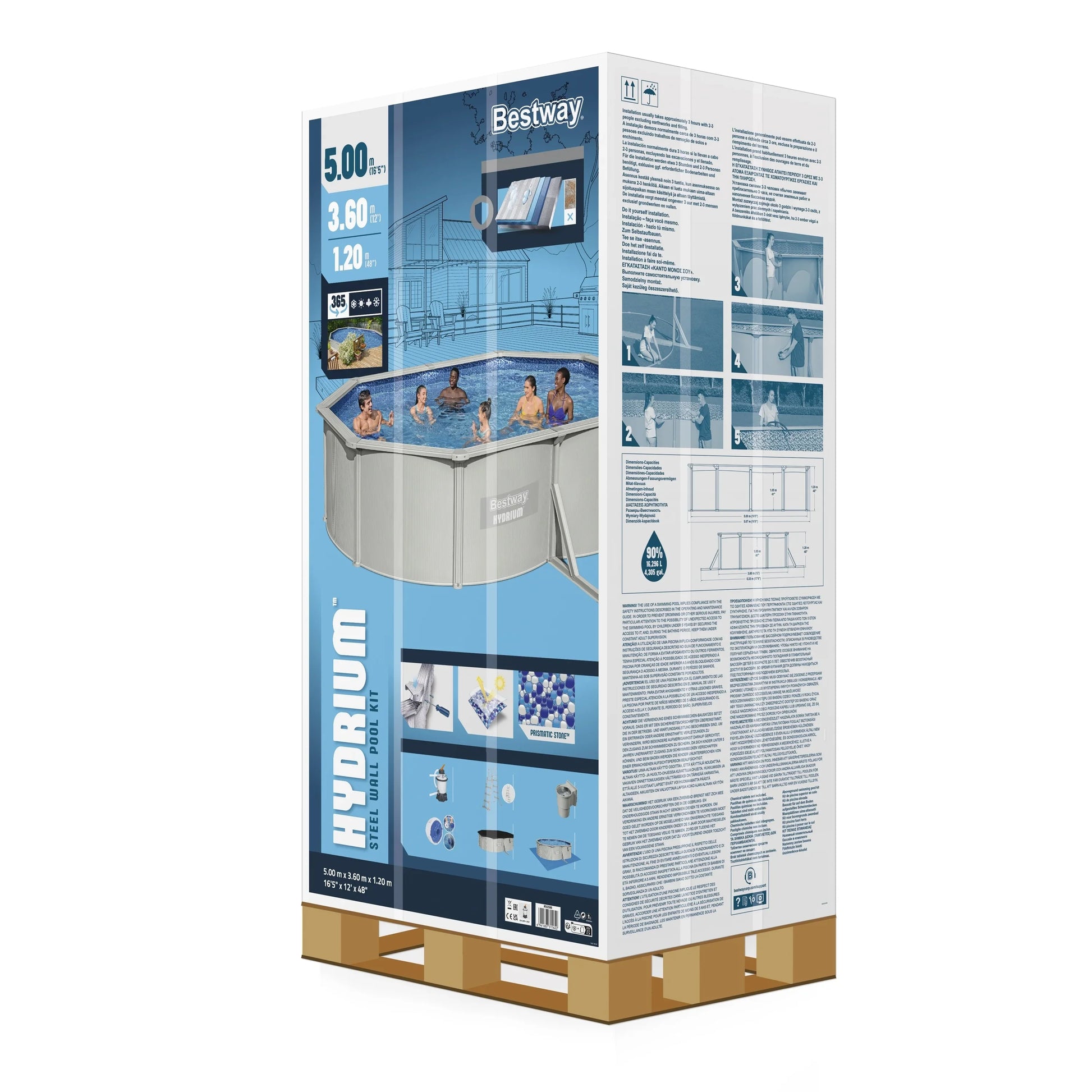 KTX-782803 Endless Outdoor Portable Family Swimming Pool - Bestway Hydrium Steel Wall Container