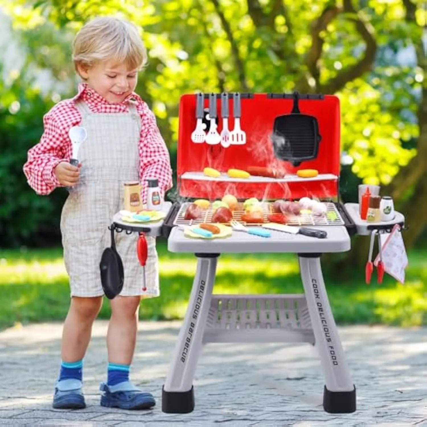 KTX-295379 Kids BBQ Grill Playset Toy Kitchen Set for Cooking and Barbecue Fun