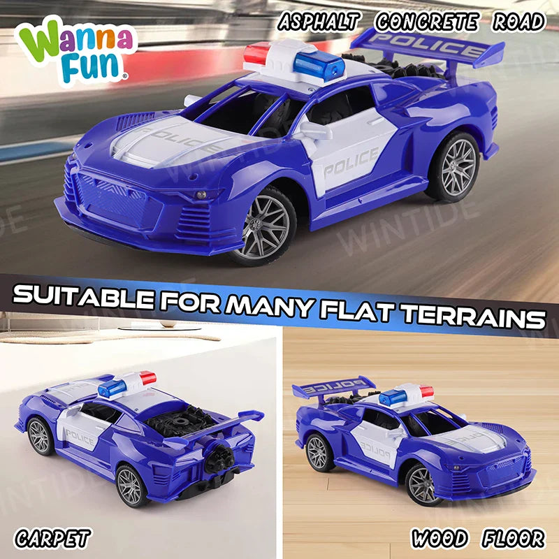 KTX-641171 1:20 Scale Remote Control Police Car Model with Sound and Light Effects, Electric Powered, Indoor-Outdoor Use