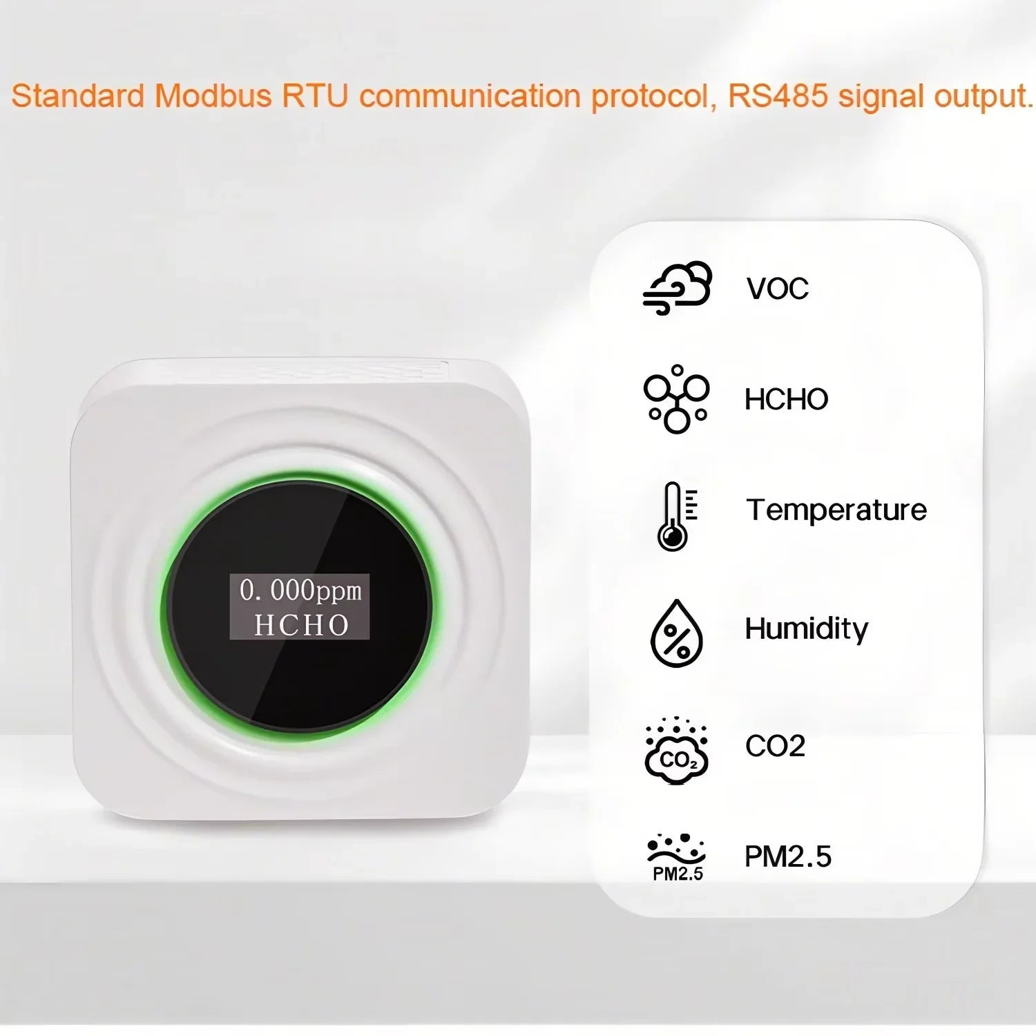 KTX-109651 6-in-1 Air Quality Monitor and Detector for HCHO, VOC, CO2, PM2.5 with LCD Display