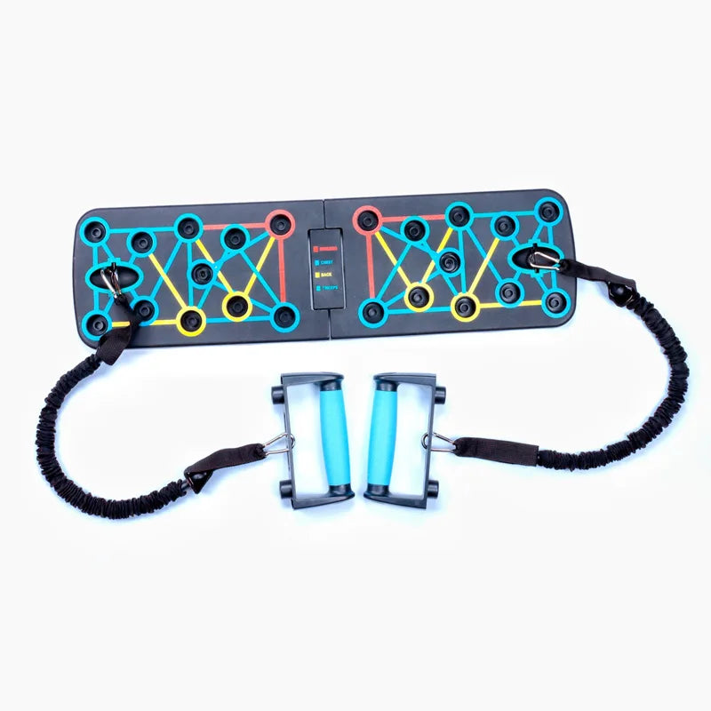 KTX-813267 Multifunctional Foldable Push-up Board with Resistance Bands for Home Gym Fitness