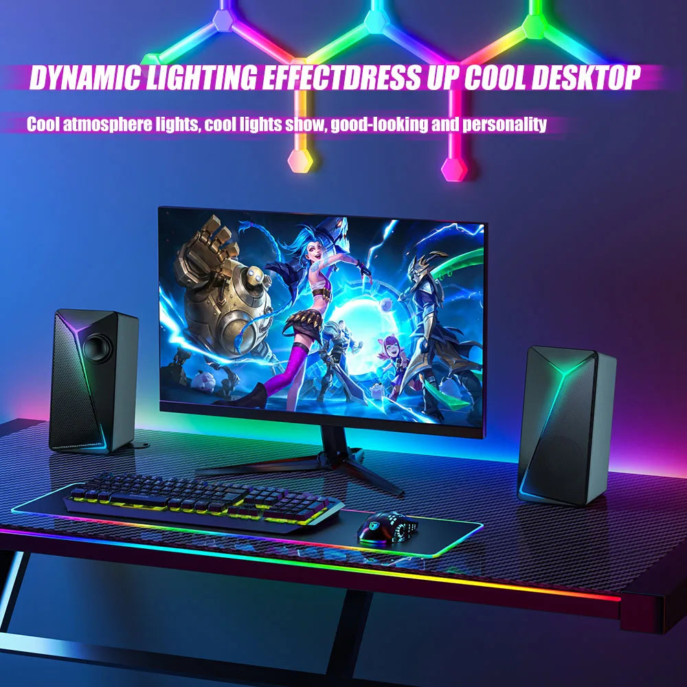 KTX-283347 2.0 Desktop USB RGB Multimedia Speaker with Super Bass for PC and Laptop Gaming