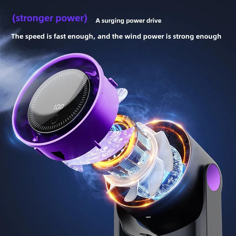 KTX-377235 USB Bladeless Desktop Fan with Digital Display and Turbo Speed, Foldable Air Cooling Design, Brushless Motor, 5V Power