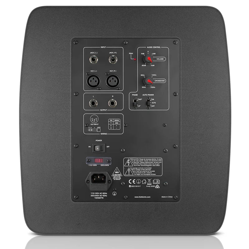 KTX-400915 10 Inch Active Subwoofer with 160W Power Output and Adjustable Controls for Home Theater Systems