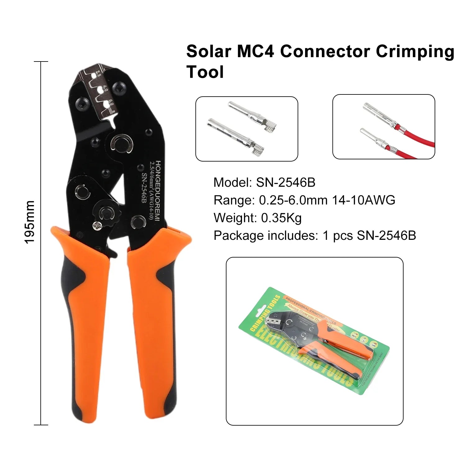 KTX-772755 Insulated Ratcheting MC4 Solar Panel Crimping Tool Set SN-2546B