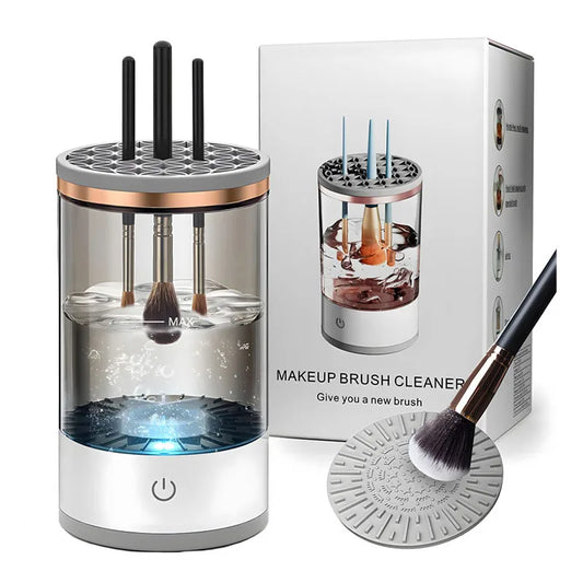 KTX-406995 Portable 2-in-1 Electric Makeup Brush Cleaner for All Sizes - Cosmetic Washing Tool and Holder Set