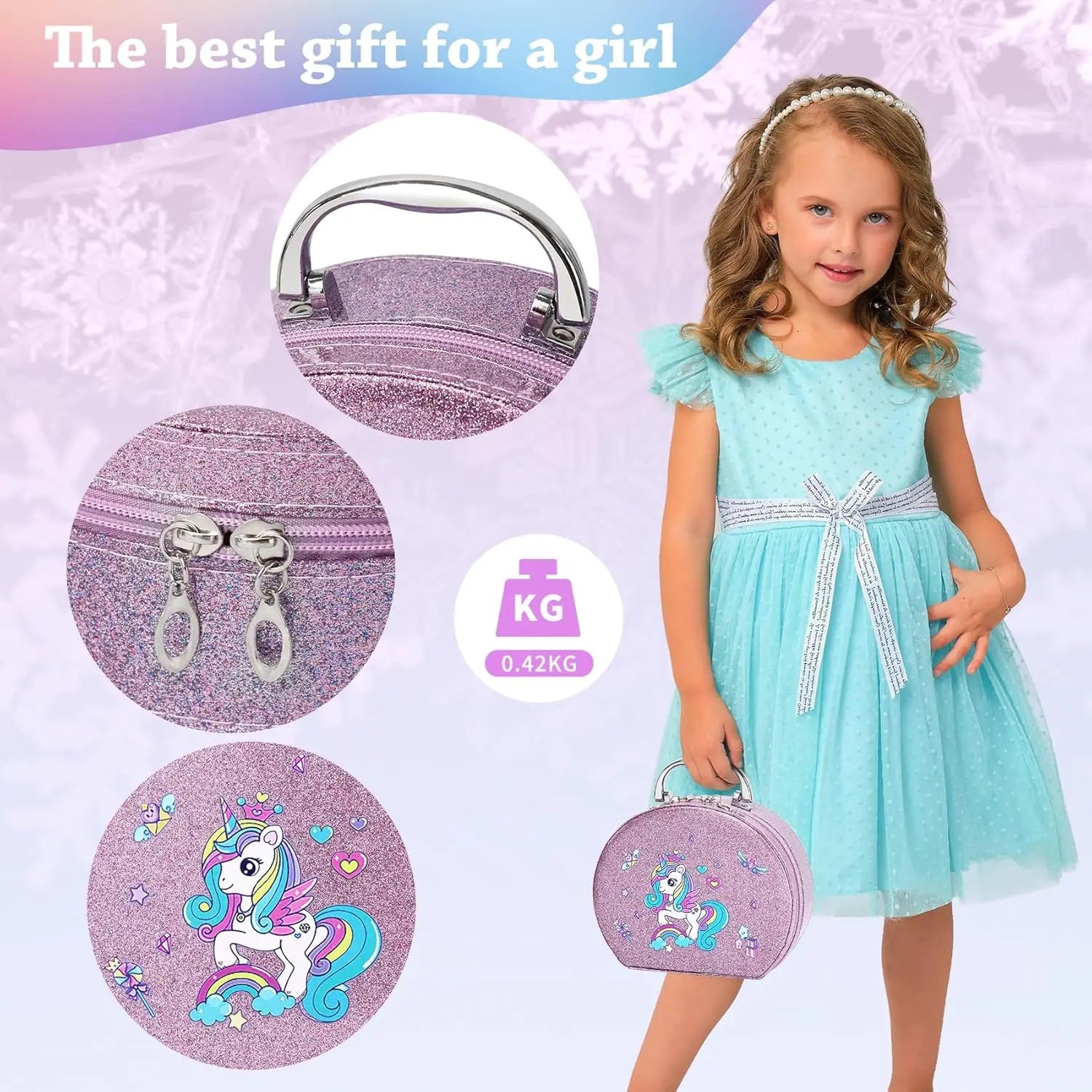 KTX-064851 Kids Nail Polish Set in Washable Makeup Bag for Ages 2-14 - Non-Toxic Pretend Play Cosmetic Toys