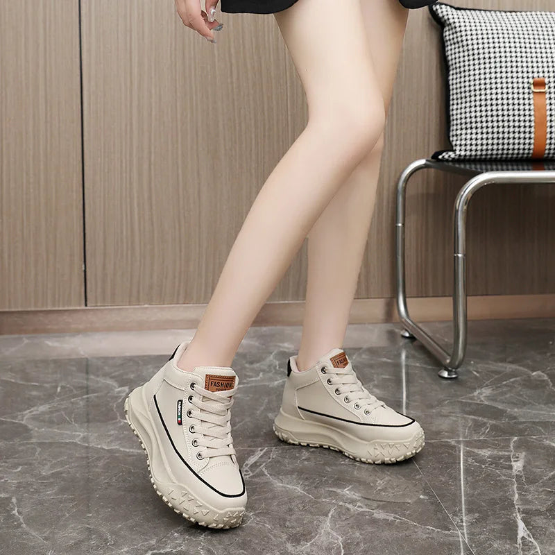 KTX-835347 Y5B08 New Simple Autumn Mid Top Fashion Versatile Elevated Thick Sole Sports Casual Anti slip Breathable Board Shoes