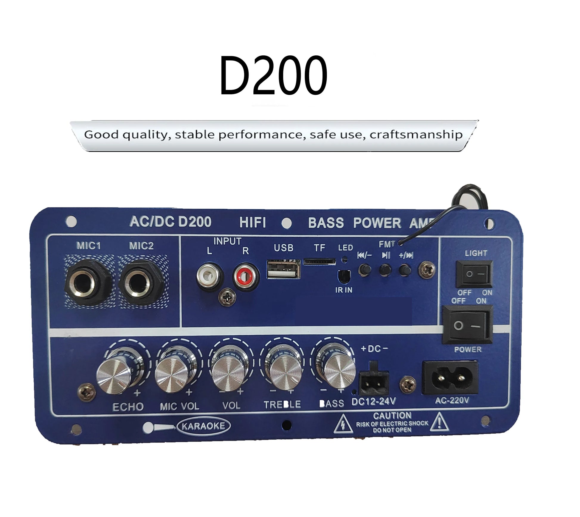 KTX-958483 50W Dual Channel Digital Power Audio Receiver with USB for Home and Outdoor Use