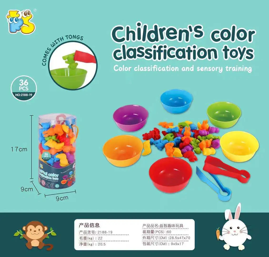 KTX-032851 Montessori Soft Rubber Dinosaur Counting and Colour Classification Toy for Kids
