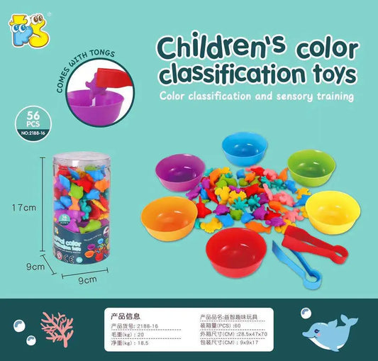 KTX-032851 Montessori Soft Rubber Dinosaur Counting and Colour Classification Toy for Kids