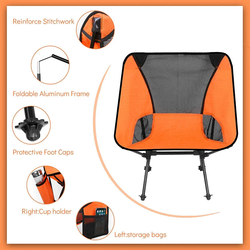 KTX-585043 Portable 7075 Aluminum Folding Moon Chair for Outdoor Activities, Includes Carry Bag
