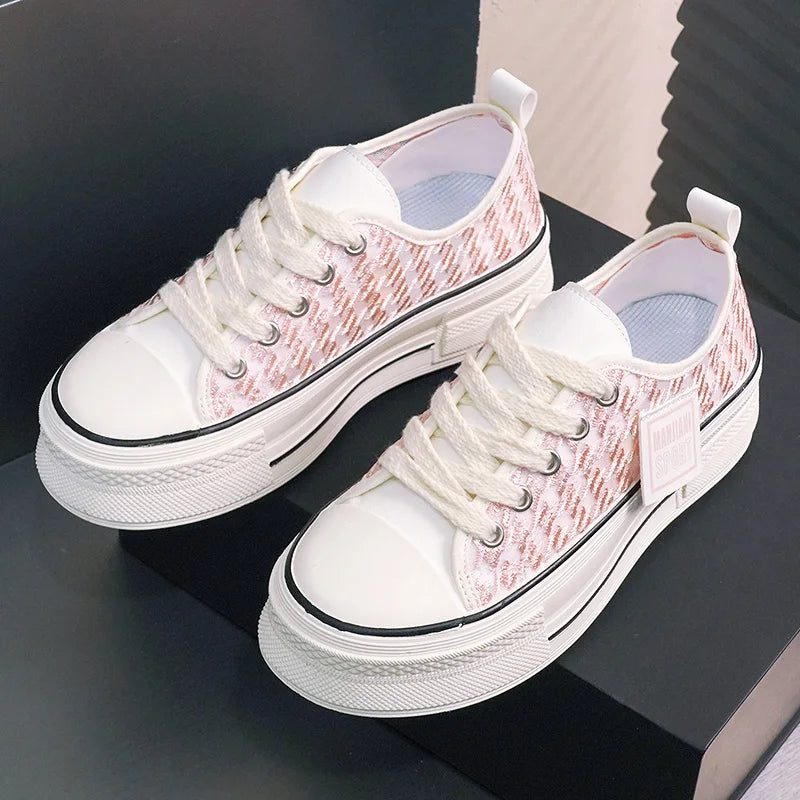 KTX-638739 XK901New Mesh Breathable Board Shoes for Women Summer Fashion Thick Sole Elevated Shoes Versatile Anti slip Sports Shoes