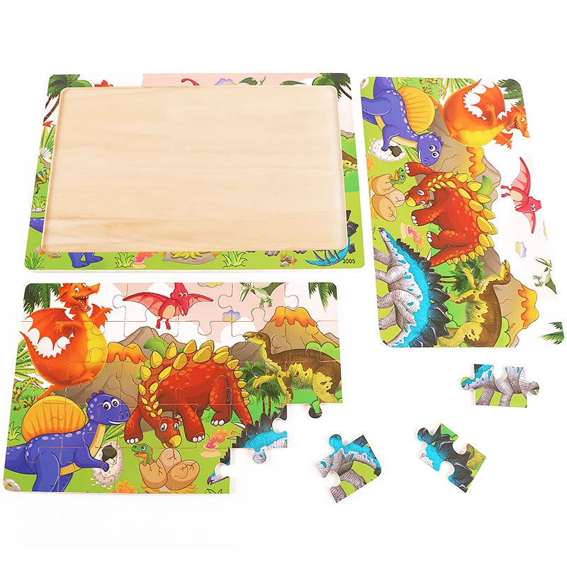 KTX-709779 30-Piece Wooden Jigsaw Puzzle for Toddlers - Educational Montessori Animal Game for Kids