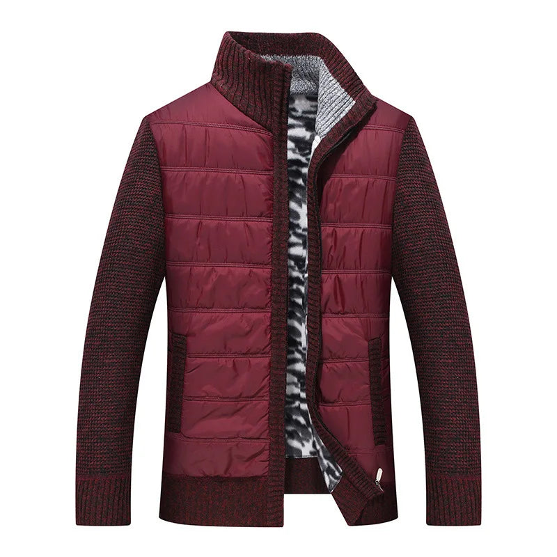 KTX-112147 Men's Customized Sweater Jacket Winter Padded Thickened Jacket Casual Standing Collar Knitted Pullover