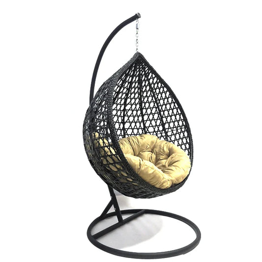 KTX-660627 Double Seated Rattan Egg Swing Chair with Cushion for Outdoor Patio and Garden Use