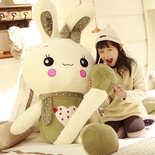 KTX-033171 Super Soft Cotton Bunny Plush Doll Toy - Embroidered Weighted Rabbit Stuffed Animal for Birthdays