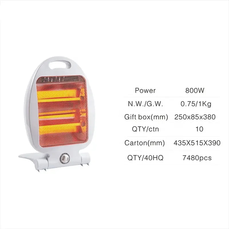 KTX-308563 Compact Electric Quartz Heater with Folding Design and Two Heat Settings