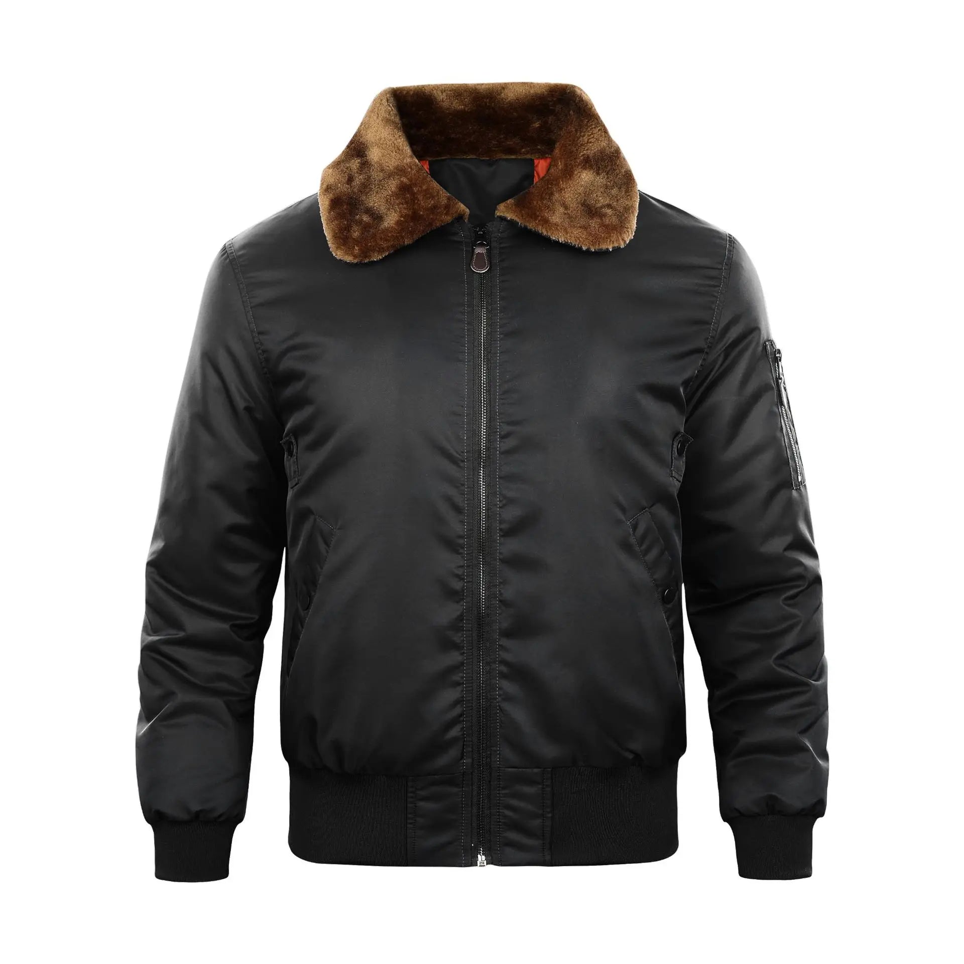 KTX-308755 Men's Retro American Flight Suit Jacket Winter Wool Collar Cotton Blouson Casual Style Zipper Closure Canvas Finished Product