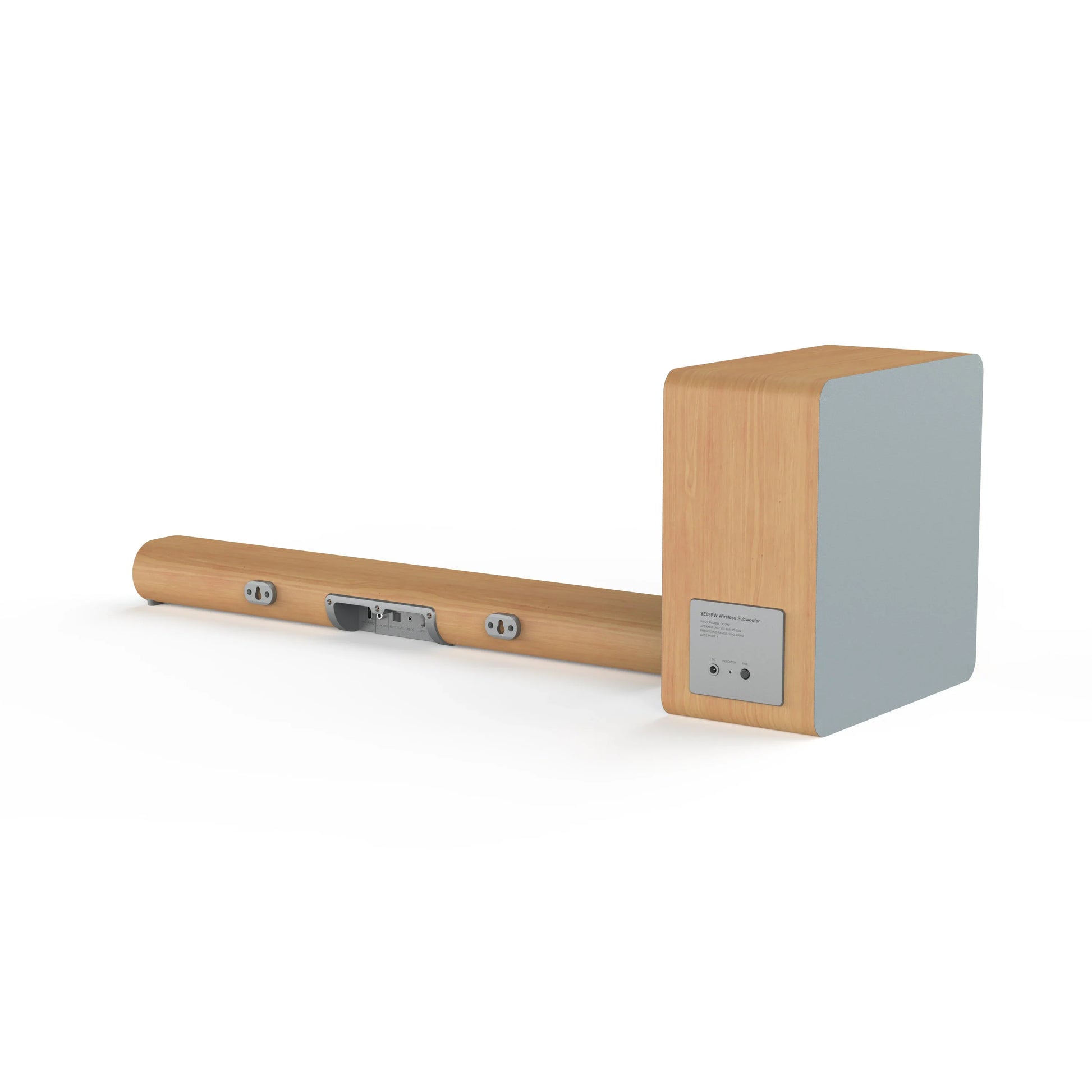 KTX-270995 2.1 Channel Wall Mount Soundbar with Wireless Subwoofer and Wooden Speaker Design