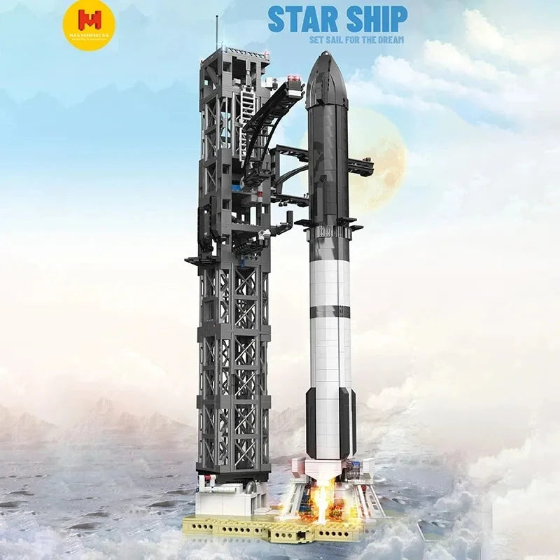 KTX-341267 Starship Rocket Building Block Model Set with 1763 Pieces for Ages 8 and Up