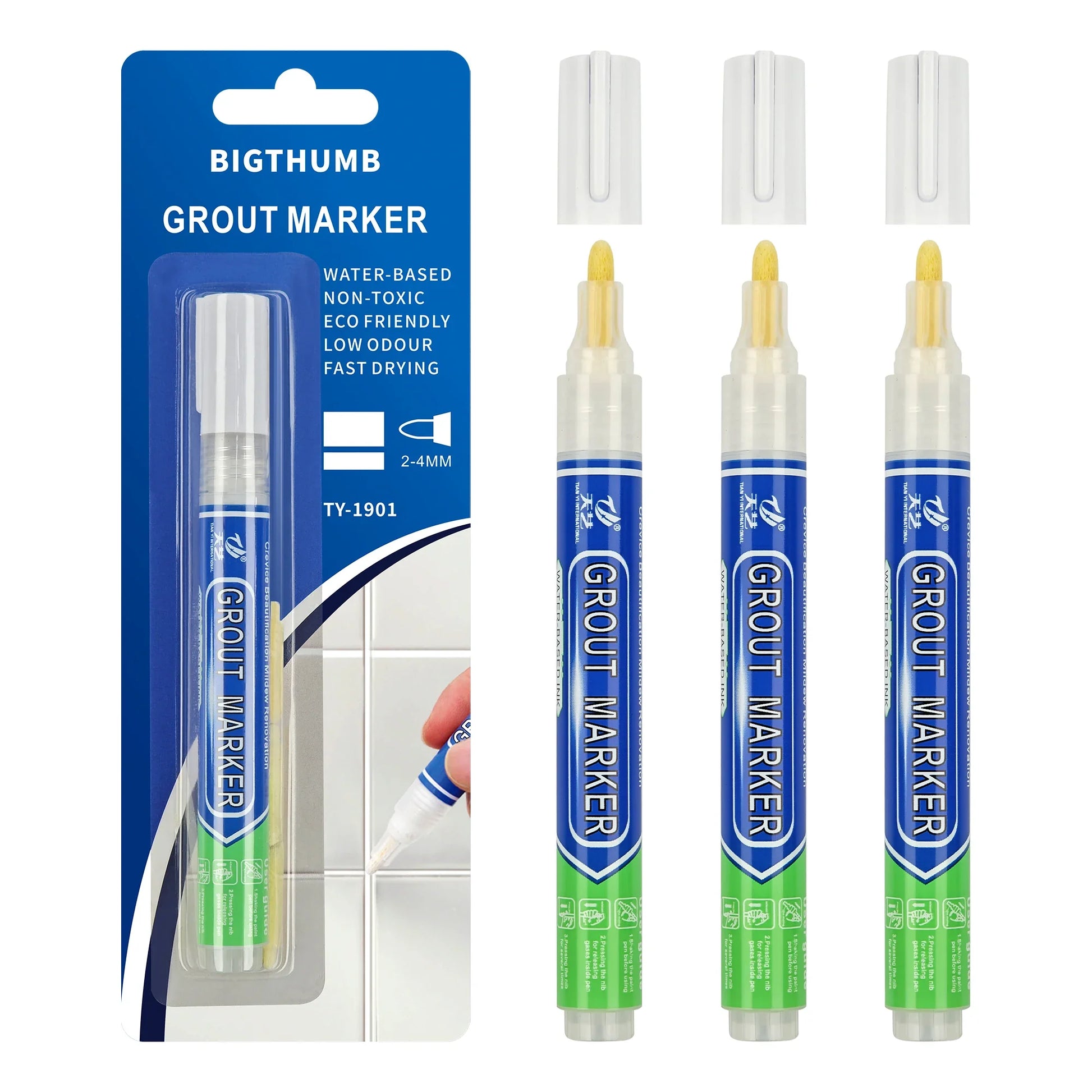 KTX-328915 Non-Toxic Water-Based Grout Marker Pen for Tile Repair in 12 Colours
