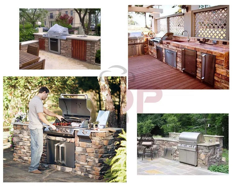 KTX-498579 Heavy Duty Outdoor Charcoal BBQ Grill with Trolley for Commercial Use
