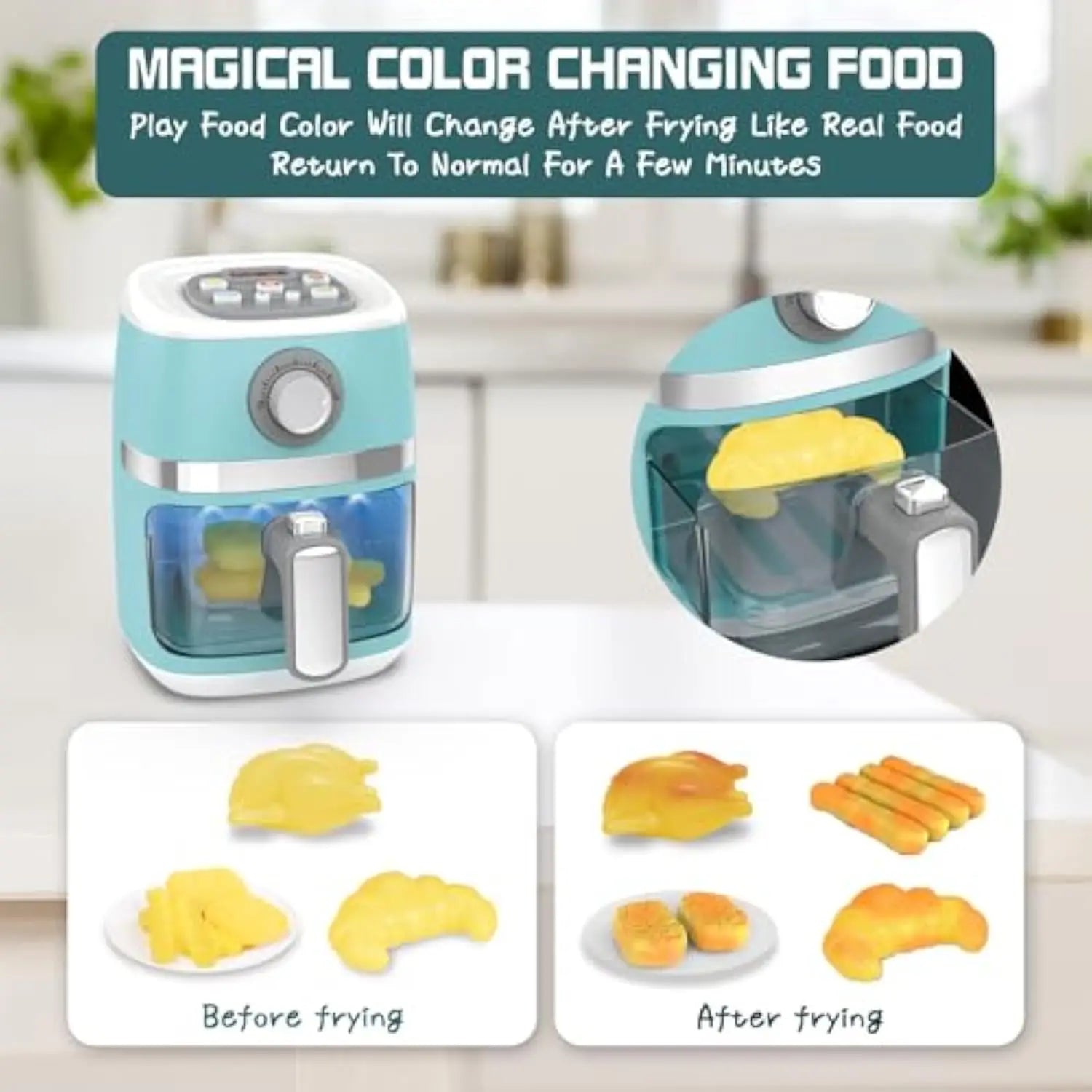 KTX-802707 Kids Kitchen Playset with Air Fryer - Pretend Chef Toy for Girls Age 2 and Up