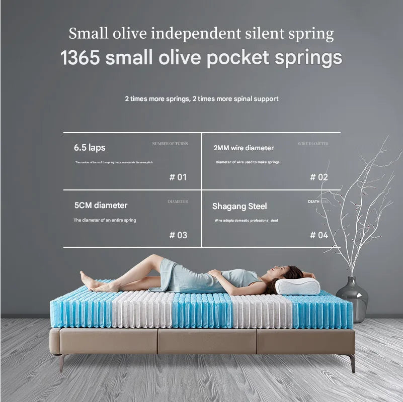 KTX-196115 Luxury Black Ponytail Mattress Set – Hard Foam & Pocket Spring Mattress for Single Bed Sleeping