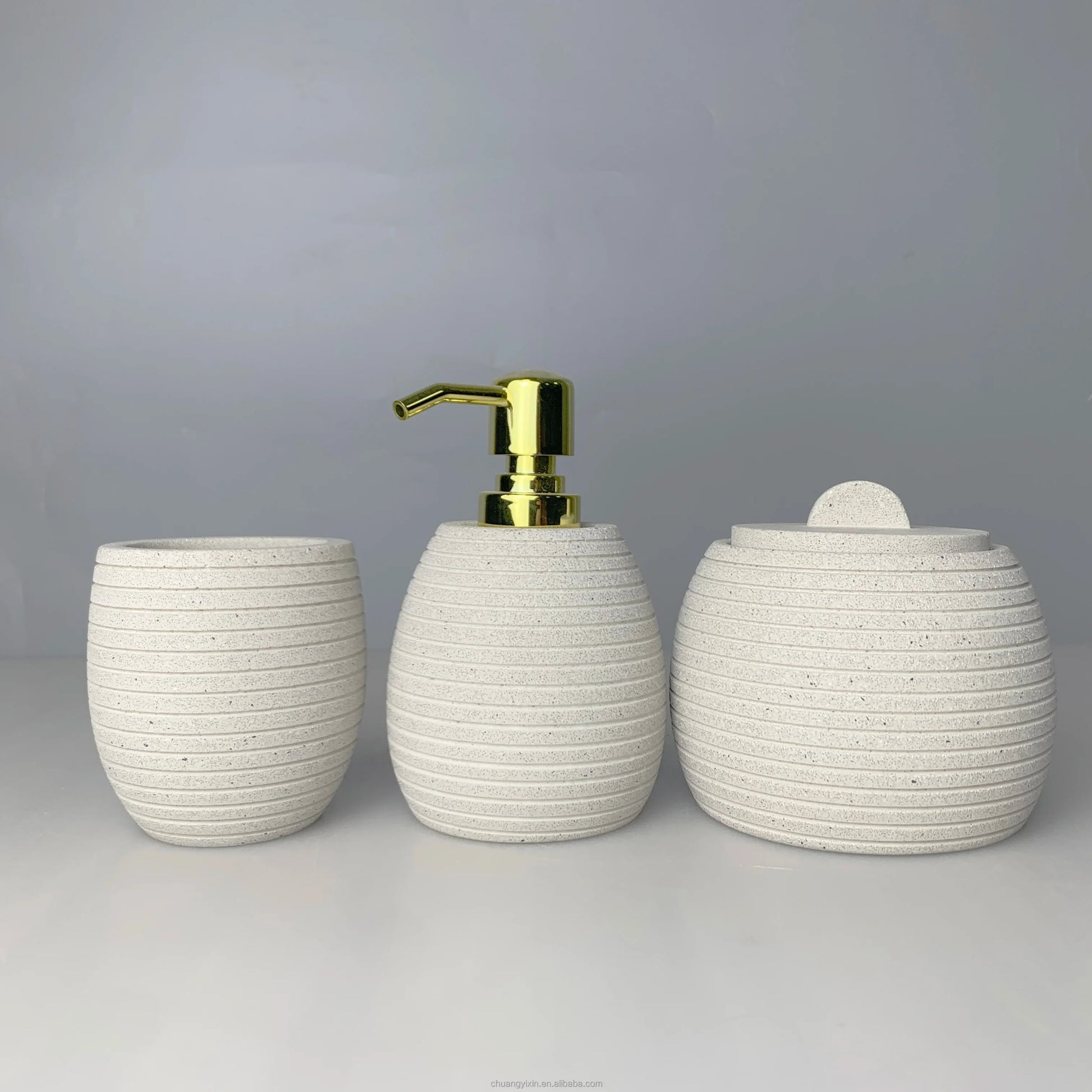 KTX-661331 Modern Cement Lotion Bottle and Storage Jar with Lid for Bathroom Accessories