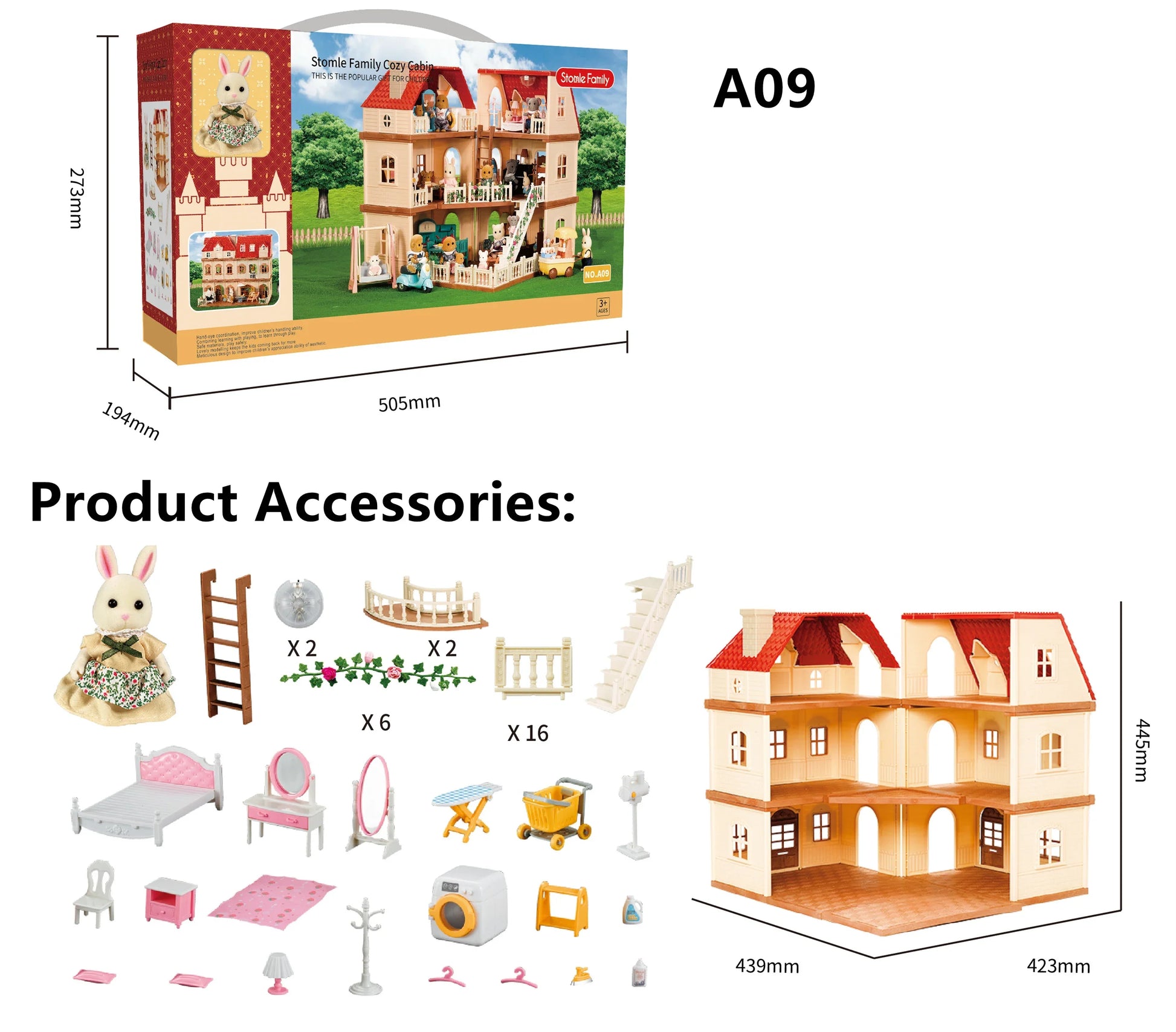 KTX-027411 Forest Family Mini Doll House Role Play Set for Kids - Plastic Pretend Playhouse Gifts for Girls