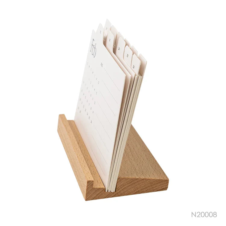 KTX-951507 Custom Mini Wooden Desk Calendar Stand with Base - Day-by-Day Design