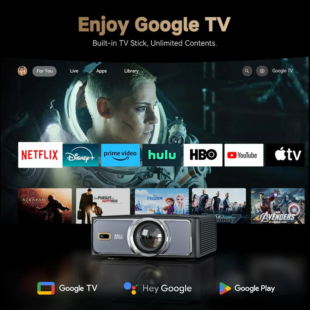 KTX-712147 4K Home Cinema Projector with 1500 ANSI Brightness and 5G WiFi, Google TV OS, LED Lamp