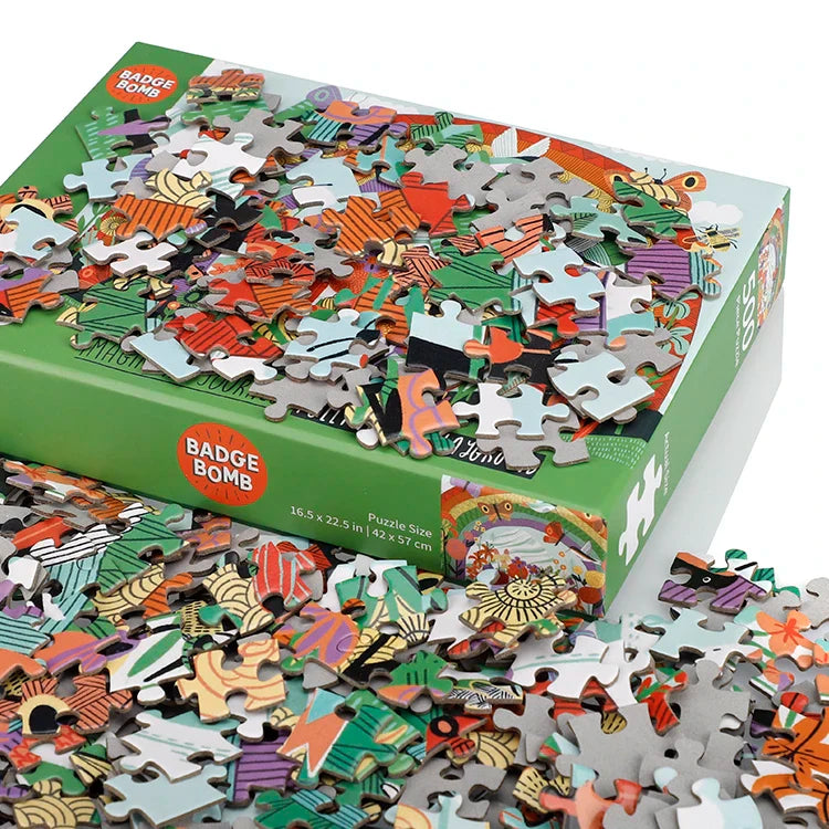 KTX-973075 500 Piece Custom Paper Puzzle - Pollinator's Playground for Ages 2 to 7