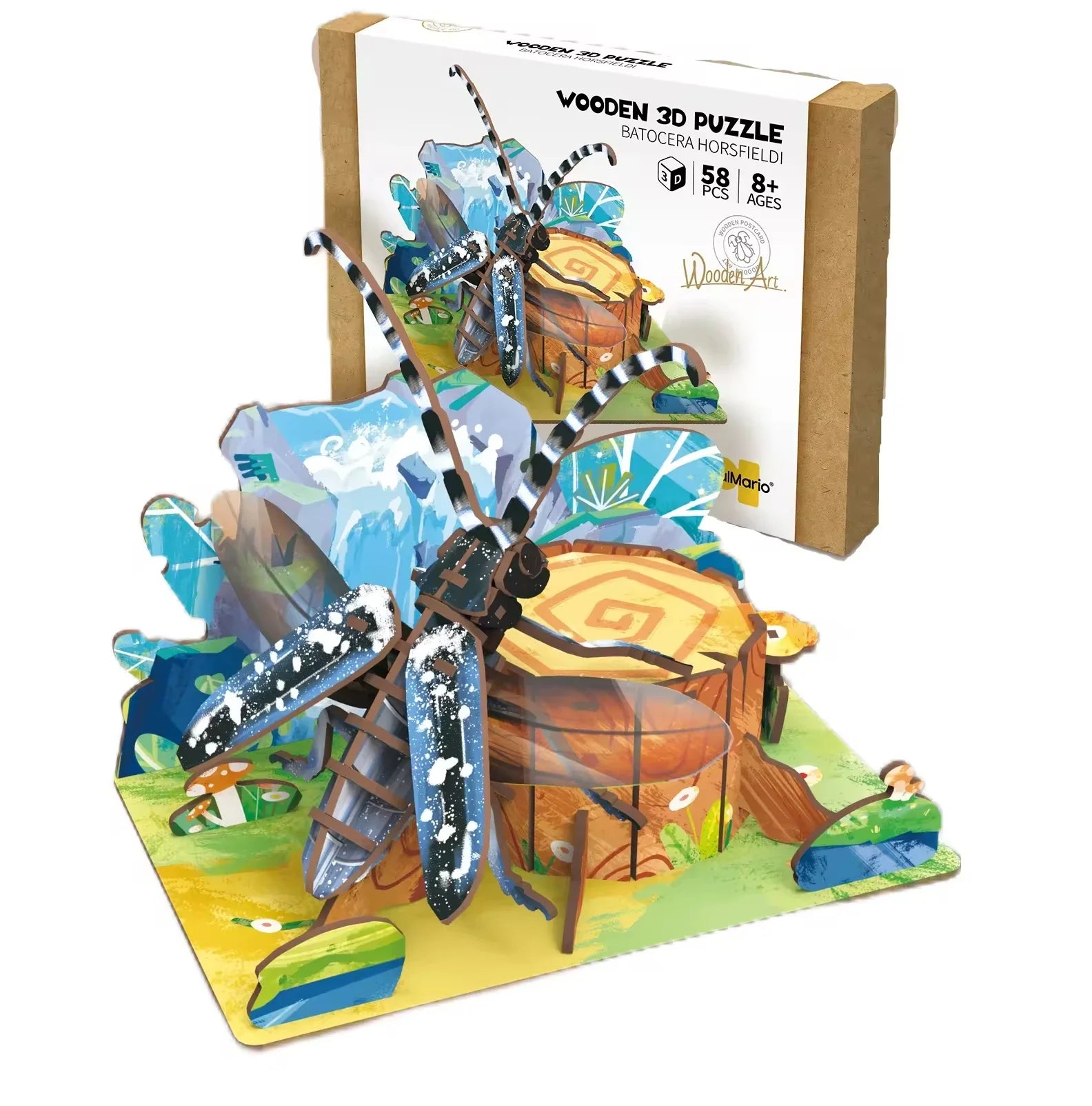 KTX-855891 Wooden 3D Insect Puzzle Set - Butterfly and Bee Models for Kids Educational Fun