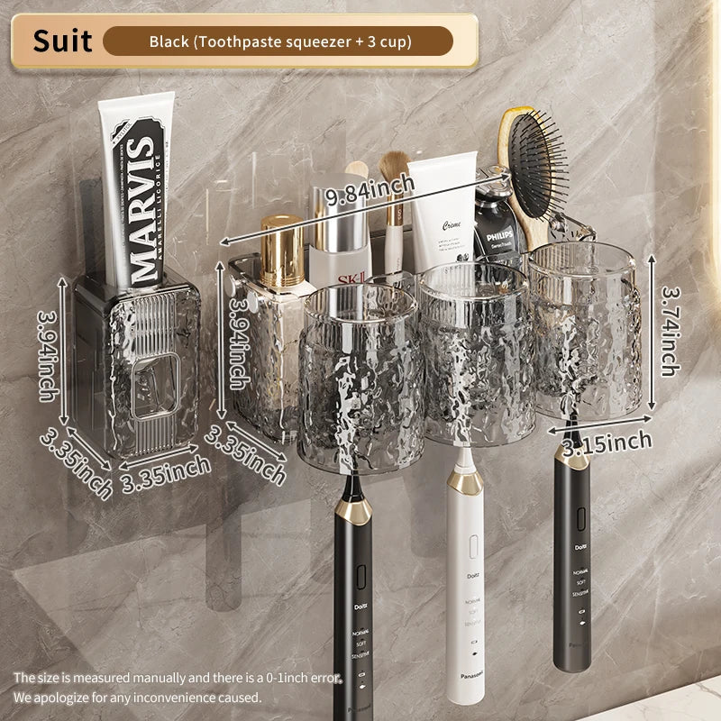 KTX-956243 Eco-Friendly Transparent Wall Hanging Toothbrush and Cosmetic Cup Holder for Bathroom