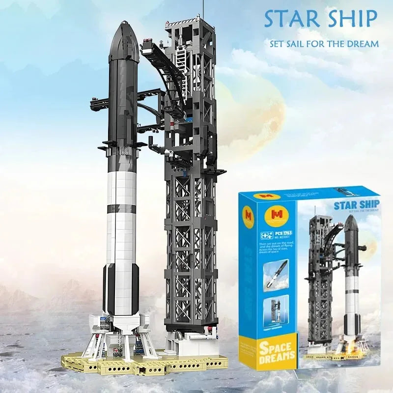 KTX-341267 Starship Rocket Building Block Model Set with 1763 Pieces for Ages 8 and Up
