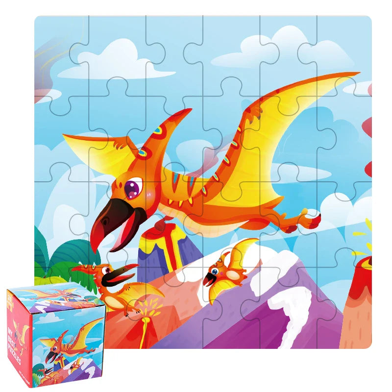 KTX-447635 24-Piece Wooden Jigsaw Puzzle for Early Childhood Education – Classic Montessori Toy for Babies, Kids, Boys and Girls