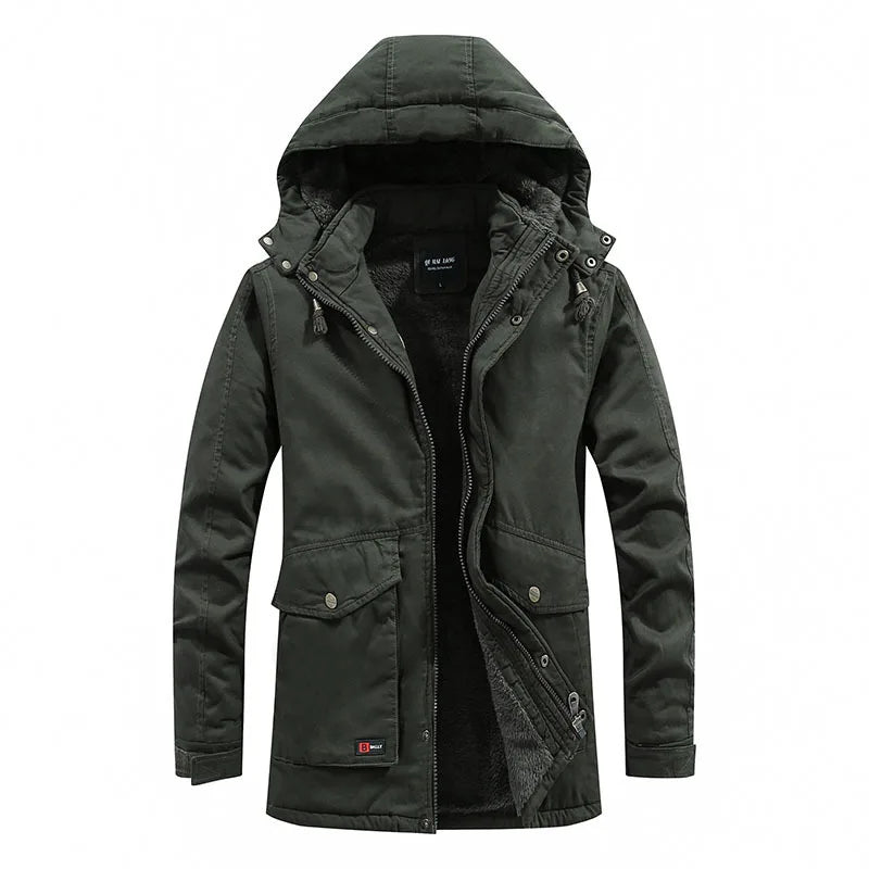 KTX-636435 Men's Jackets Winter Mid-Length Plush Thick Coat Warm Cotton Jacket Work Bomber Jacket Made Men's Coats