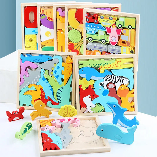 KTX-853203 Montessori Wooden Educational Puzzle Box for Kids - Creative Stereoscopic Learning Toy
