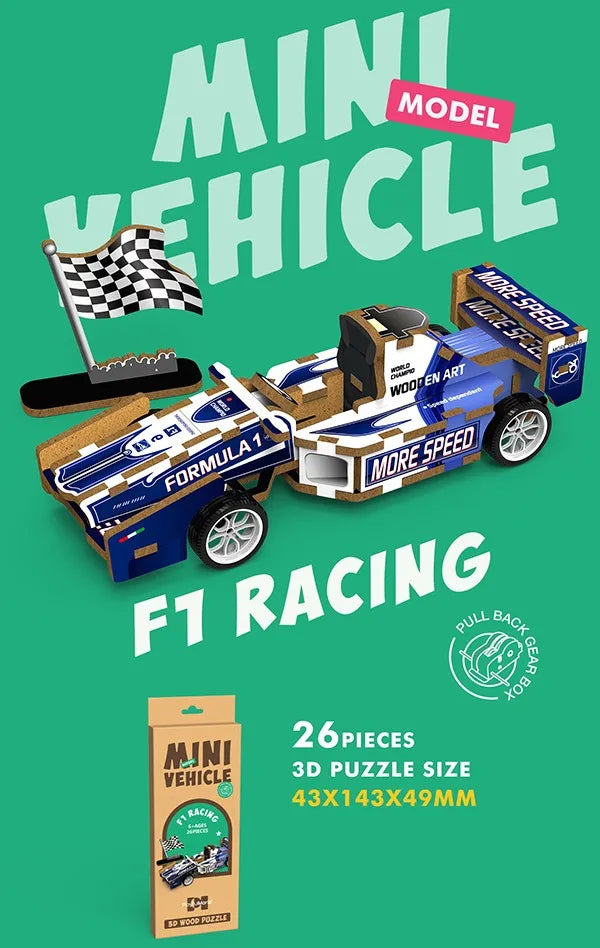 KTX-692051 3D Wooden Puzzle Car for Kids - DIY Assembly Educational Toy