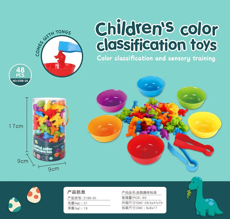 KTX-737939 Montessori Dinosaur Counting Toy for Sensory Learning and Autism Support