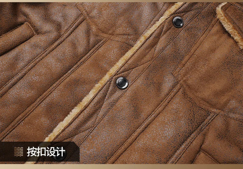 KTX-407059 Fur and Fur Integrated Men's Fur Collar and Plush Warm Windproof Jacket Jacket