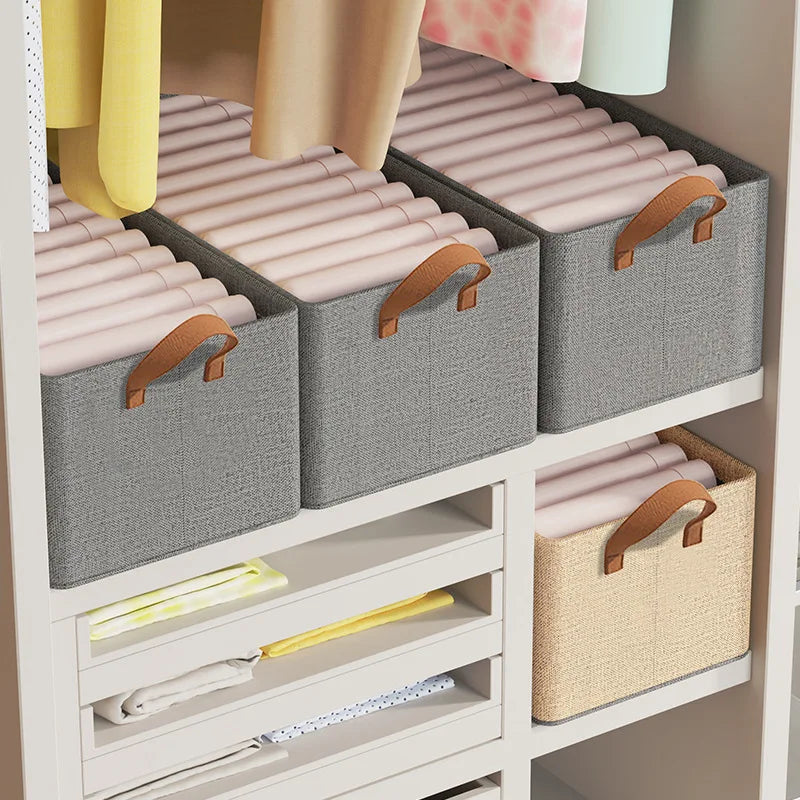 KTX-369043 Foldable Fabric Clothes Storage Box with Steel Frame for Wardrobe Organization