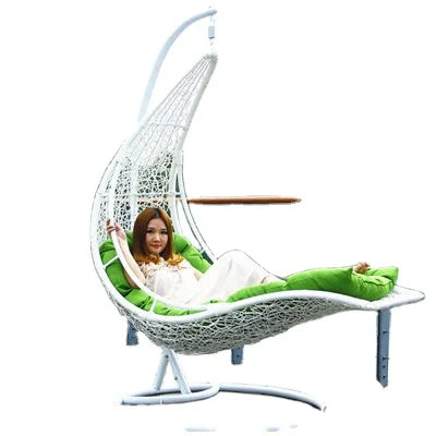 KTX-431251 Outdoor Rattan Hanging Swing Chair with Canopy and Water-Resistant Cushion