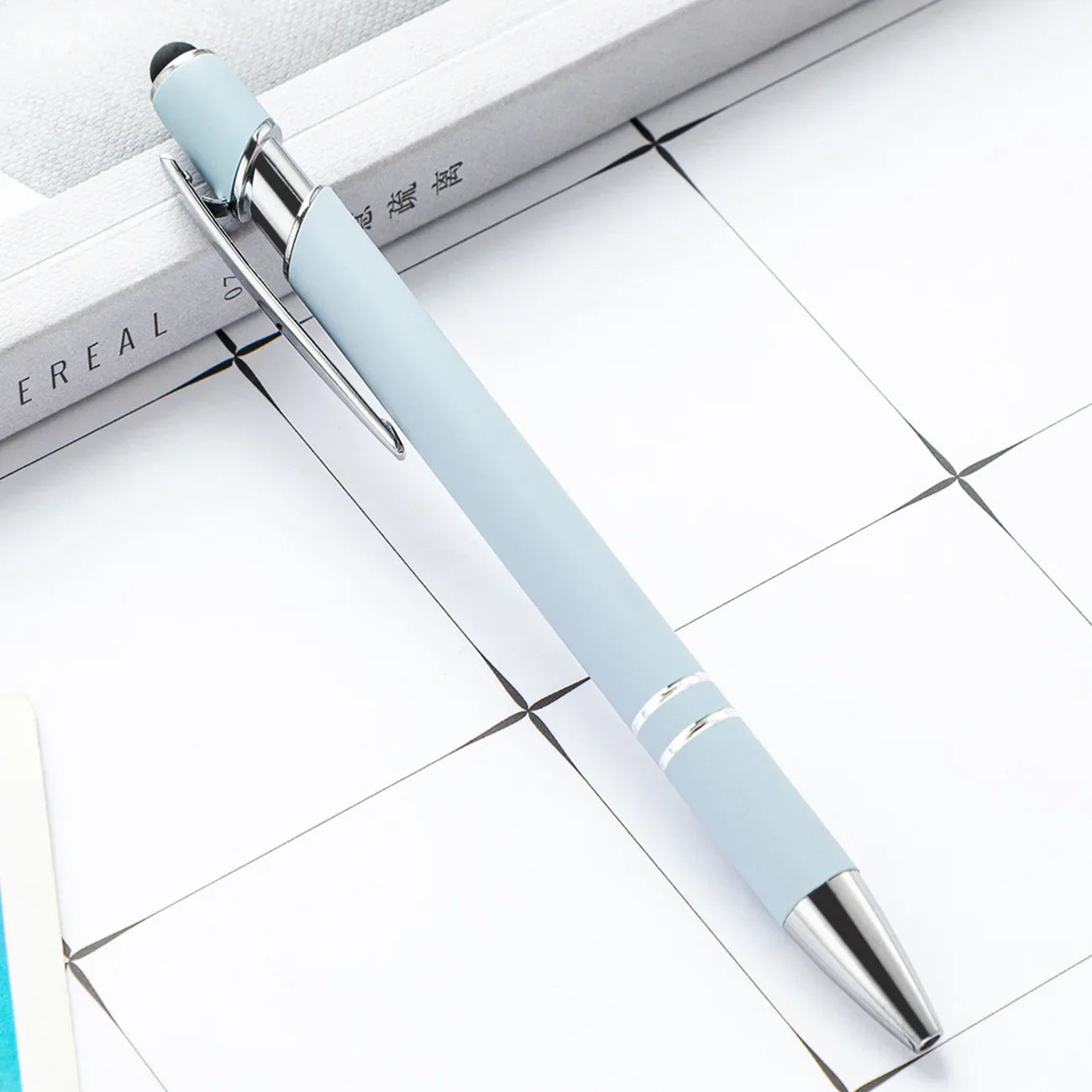KTX-585299 Multifunctional Metal Ball Stylus Soft Touch Screen Pen 2 in 1 with Custom Logo Options