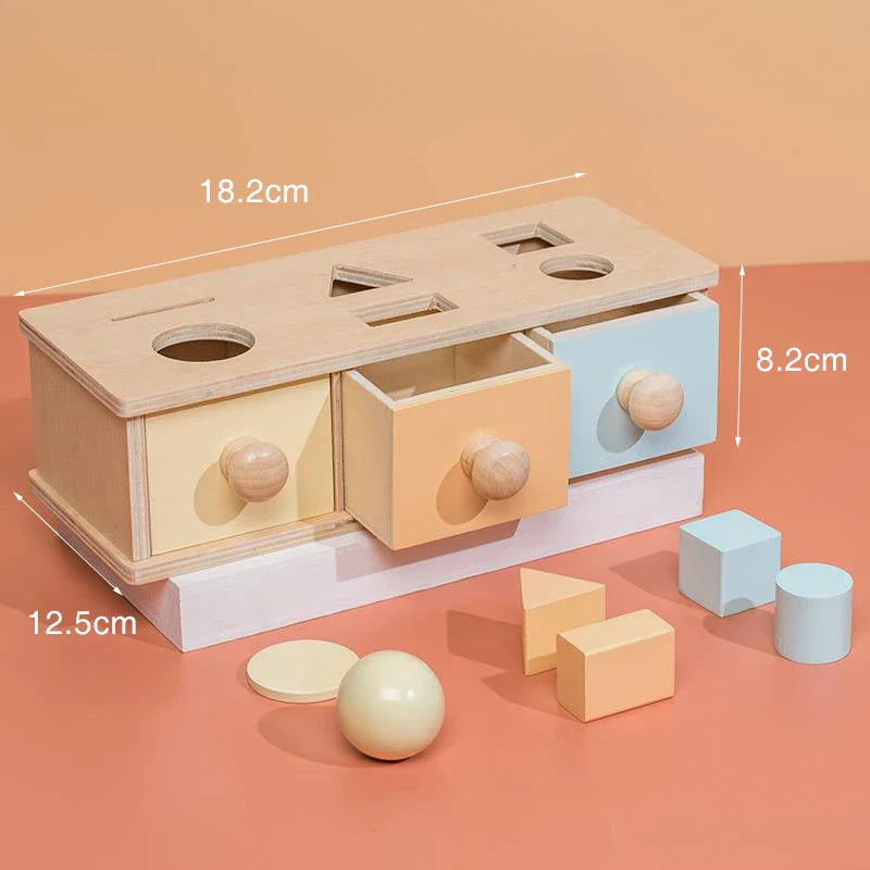 KTX-443027 Montessori Wooden Coin Box Drawer Game for Early Learning and Development