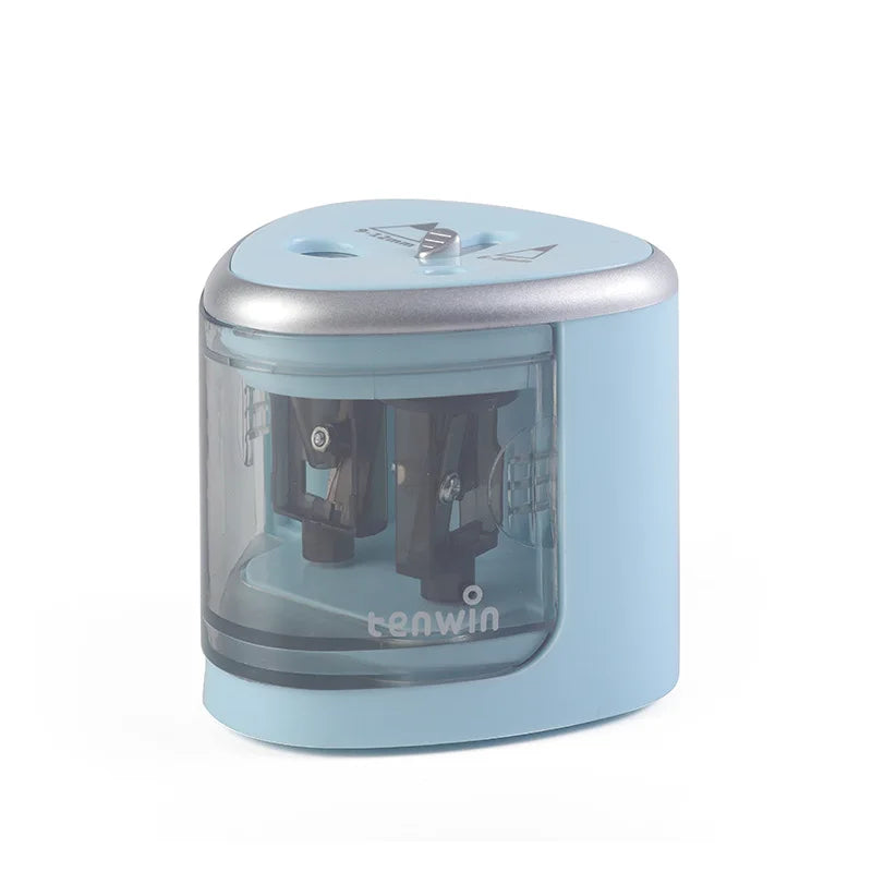 KTX-788819 Electric Battery Operated Double Hole Pencil Sharpener for 6-12mm Pencils in Pink, Blue, and White
