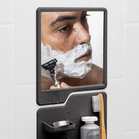 KTX-628563 Toothbrush and Razor Holder Set with Fog Resistant Silicone Shower Mirror